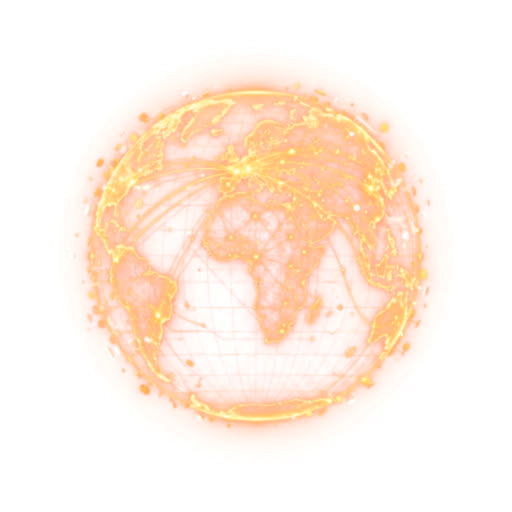 Glowing golden globe of a worldwide financial network